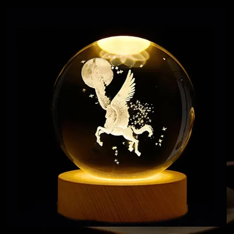 TurquoisePrime™ 3D Crystal Ball Galaxy Night Light