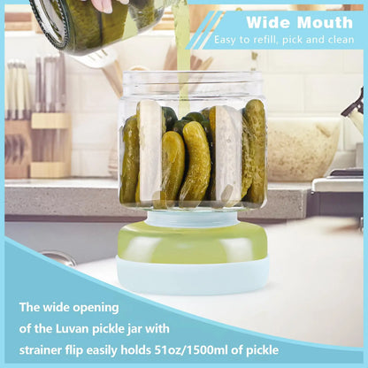 TurquoisePrime™ Glass Pickle Jar with Strainer Flip Hourglass Container