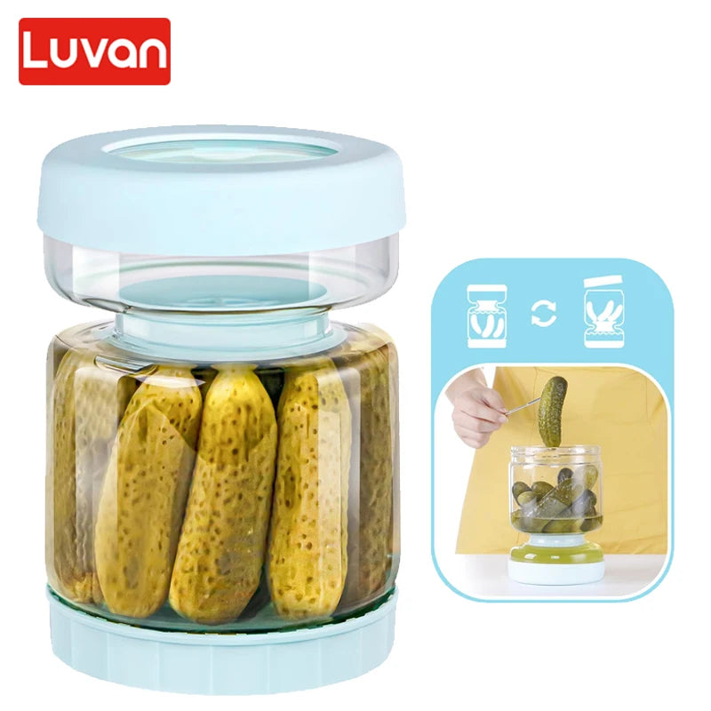 TurquoisePrime™ Glass Pickle Jar with Strainer Flip Hourglass Container