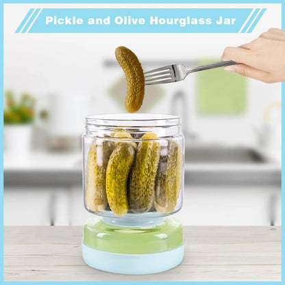 TurquoisePrime™ Glass Pickle Jar with Strainer Flip Hourglass Container